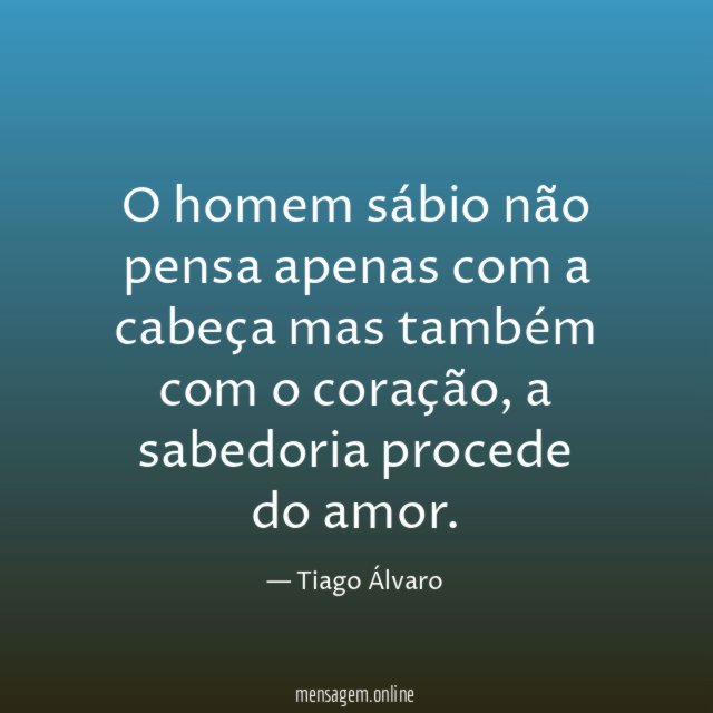 O homem sábio não pensa apenas com a