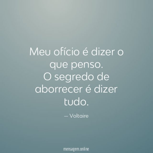 Meu ofício é dizer o que penso