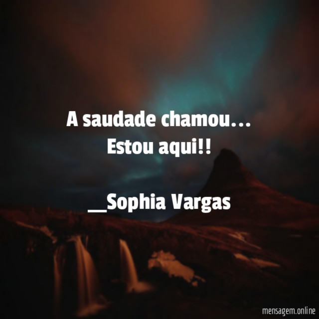 A saudade chamou…
Estou aqui!!