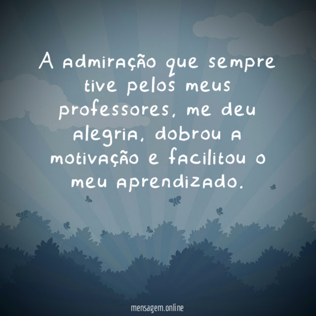 A admiração que sempre tive pelos meus professores