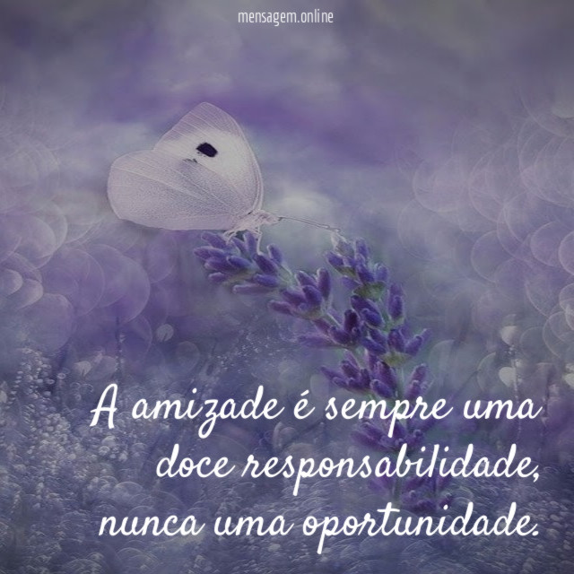 A amizade é sempre uma doce responsabilidade