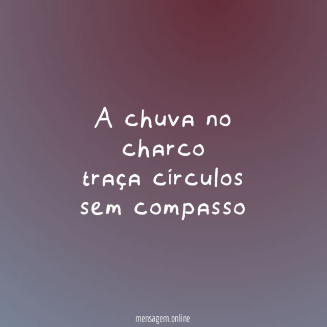 a chuva no charco traça círculos sem compasso