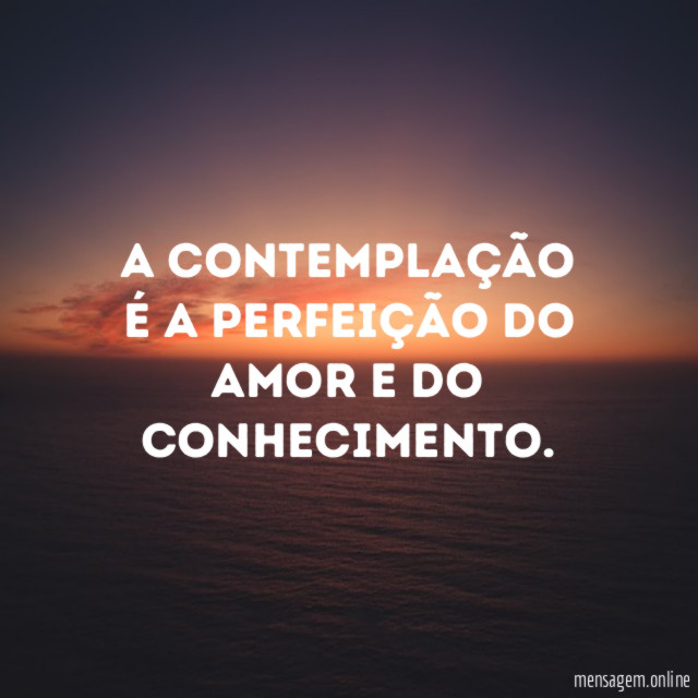 A contemplação é a perfeição do amor e do conhecimento
