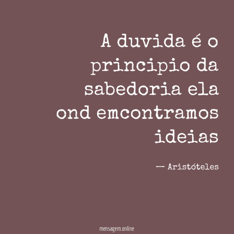 A duvida é o principio da sabedoria ela ond emcontramos ideias