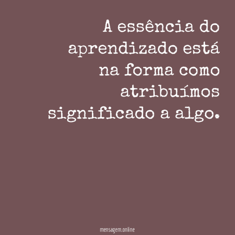 A essência do aprendizado está na forma como