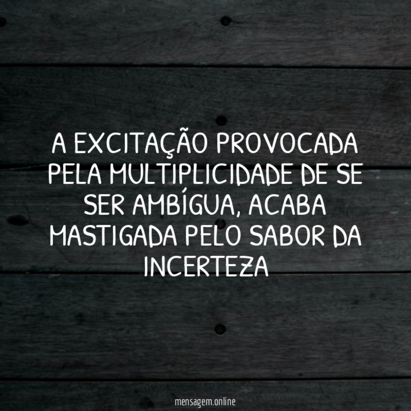 A excitação provocada pela multiplicidade de se ser ambígua
