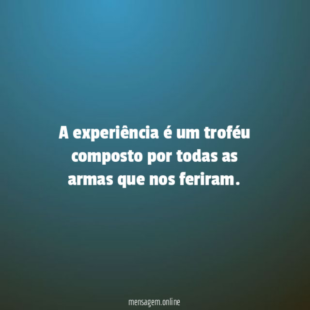 A experiência é um troféu composto por todas