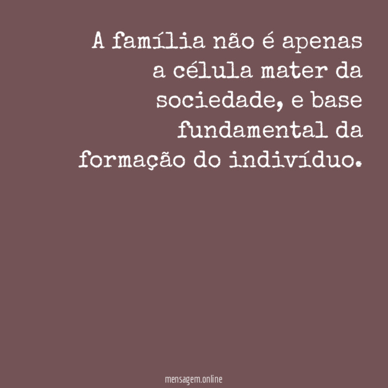 A família não é apenas a célula mater da sociedade