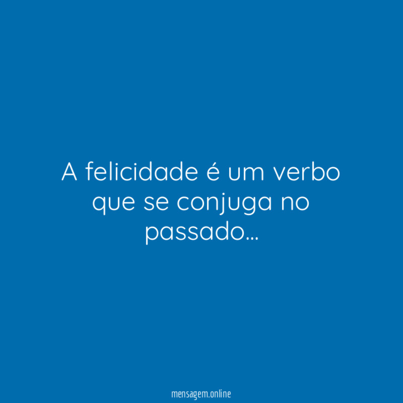 a felicidade é um verbo que se conjuga no passado