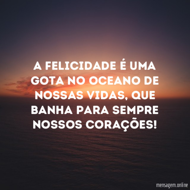 A felicidade é uma gota no oceano de nossas vidas