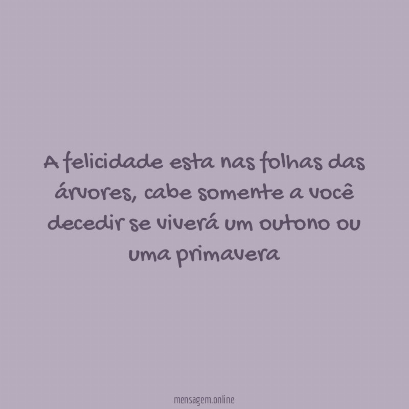 A felicidade esta nas folhas das árvores
