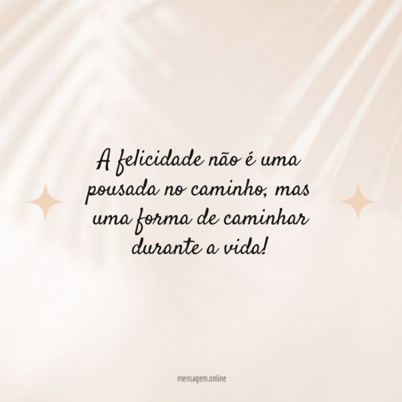 A felicidade não é uma pousada no caminho