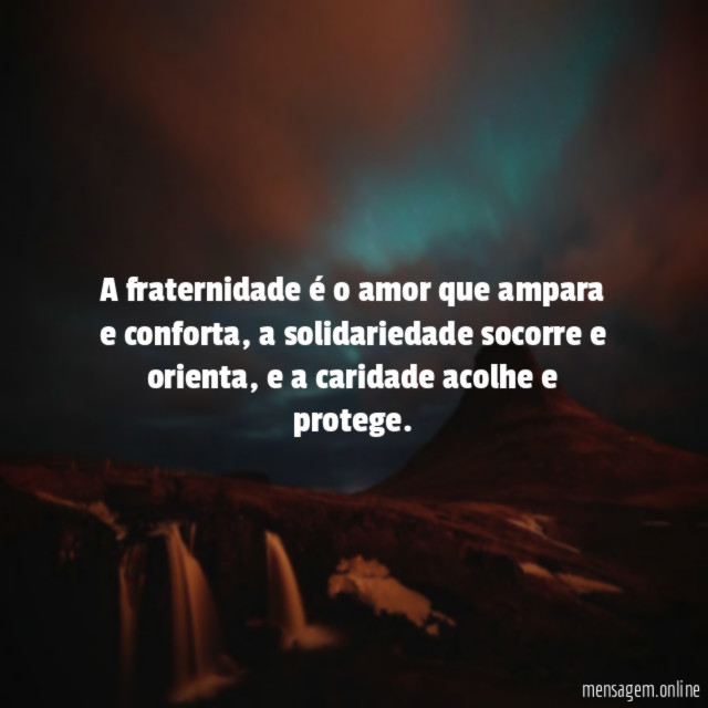 A fraternidade é o amor que ampara e conforta