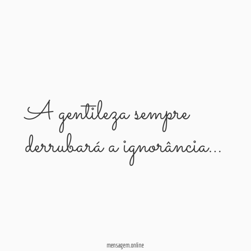 A gentileza sempre derrubará a ignorância