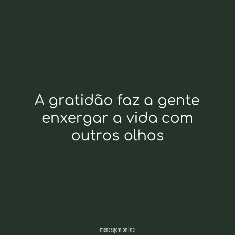A gratidão faz a gente enxergar a vida com outros olhos
