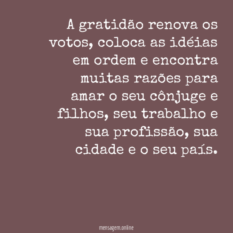 A gratidão renova os votos