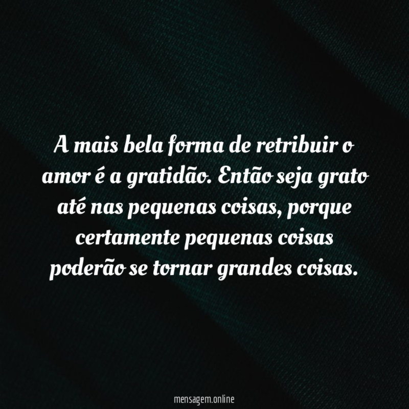 A mais bela forma de retribuir o amor é a gratidão