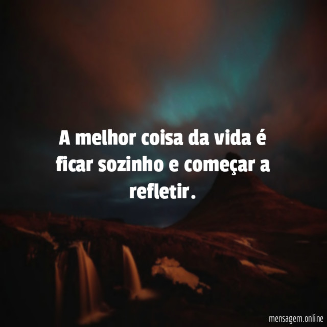 a melhor coisa da vida é ficar sozinho e começar a refletir