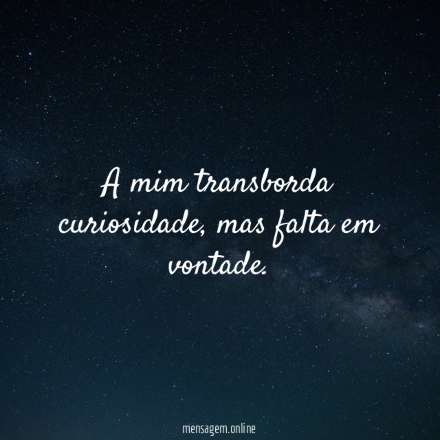 A mim transborda curiosidade