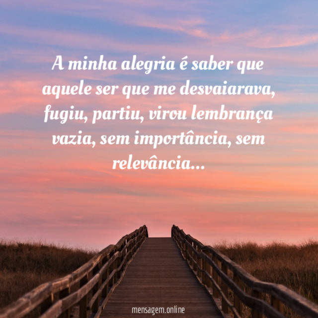 A minha alegria é saber que aquele ser que me desvaiarava