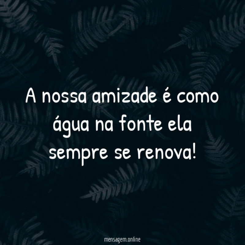 A nossa amizade é como água na fonte ela sempre se renova
