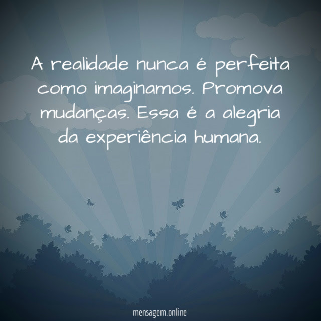 A realidade nunca é perfeita como imaginamos