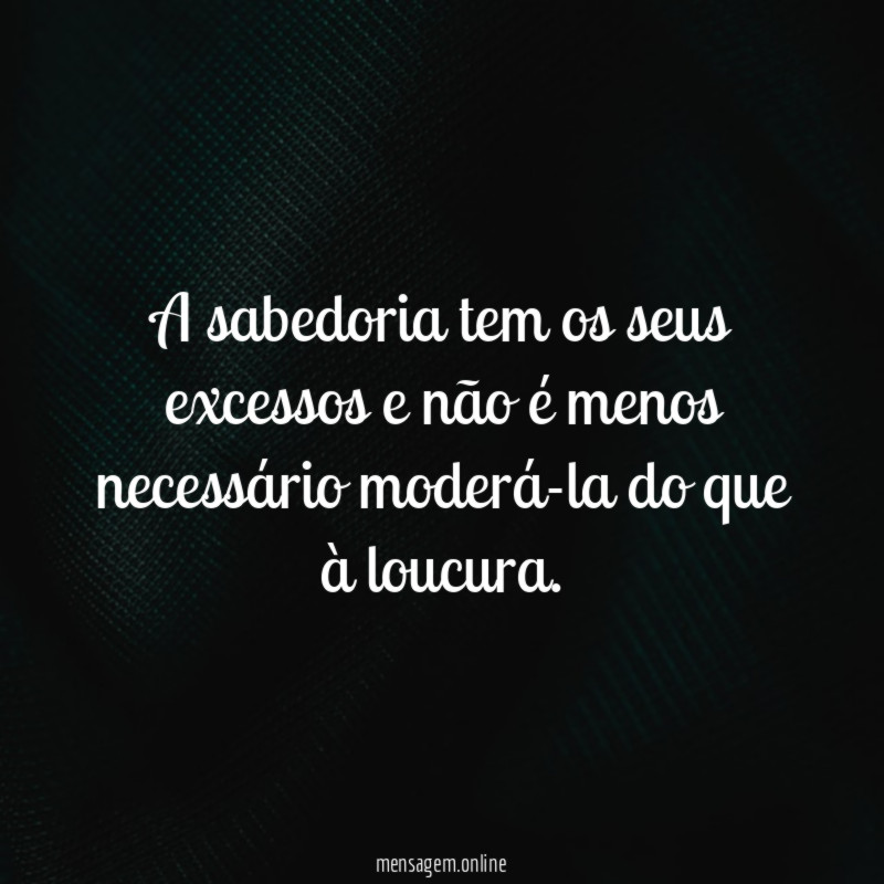 A sabedoria tem os seus excessos e não