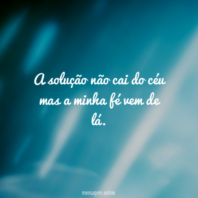 A solução não cai do céu mas a