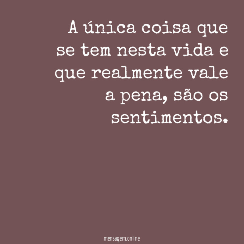 A única coisa que se tem nesta vida