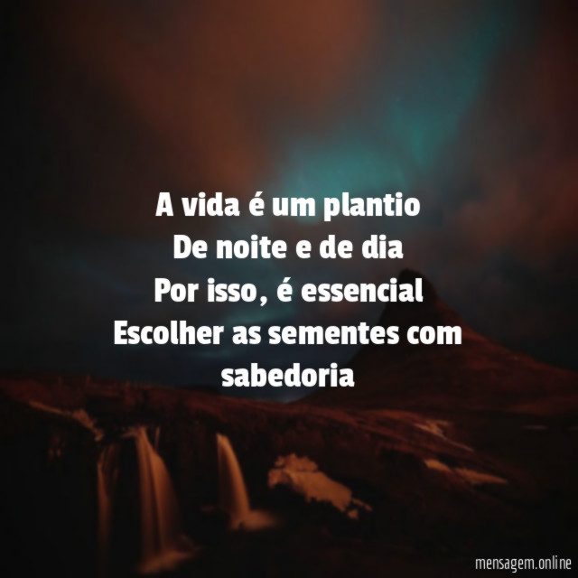 A vida é um plantio De noite e de dia Por isso