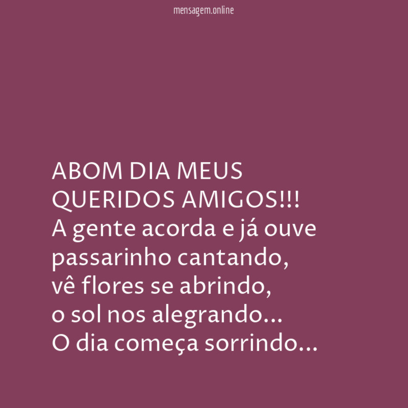 ABOM DIA MEUS QUERIDOS AMIGOS!!!
