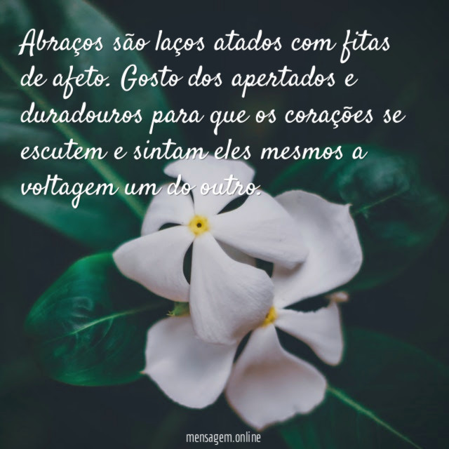 Abraços são laços atados com fitas de afeto