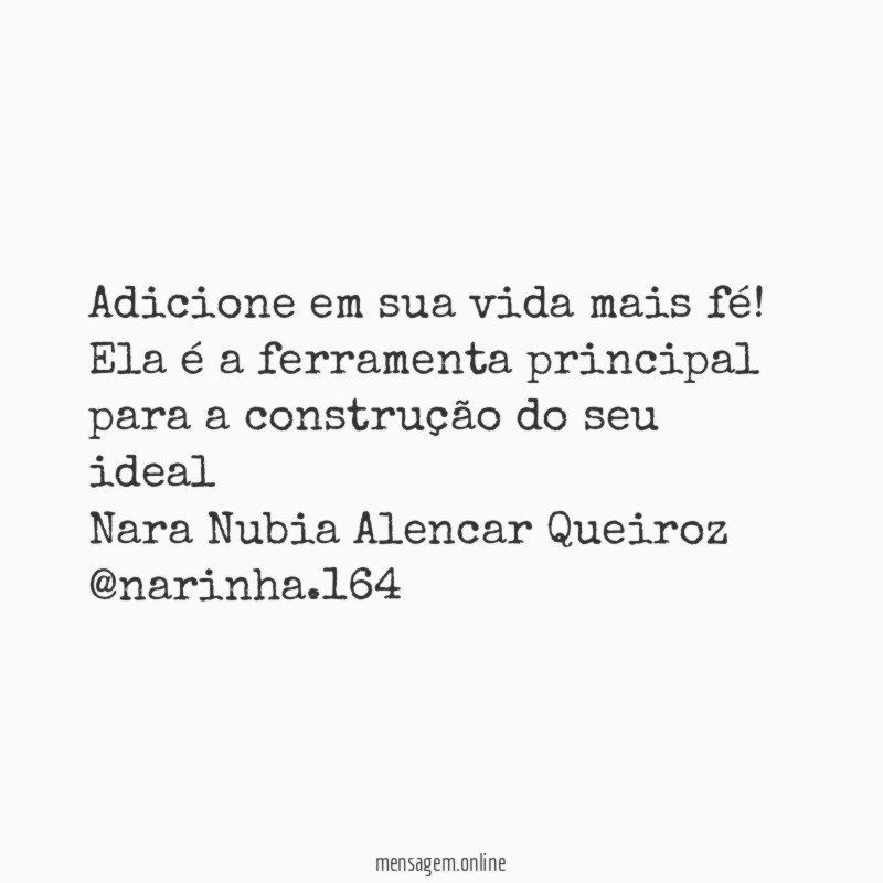 Adicione em sua vida mais fé