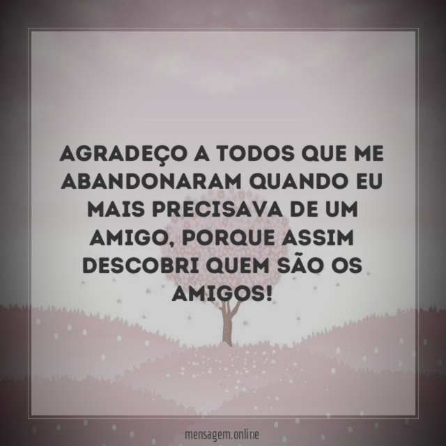 Agradeço a todos que me abandonaram quando eu