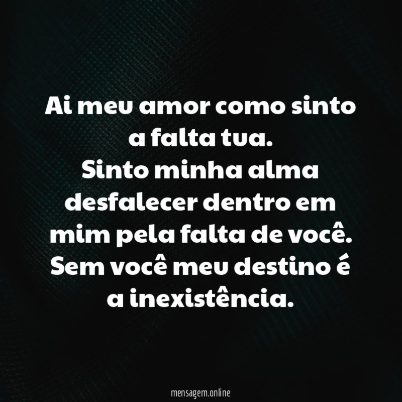 Ai meu amor como sinto a falta tua