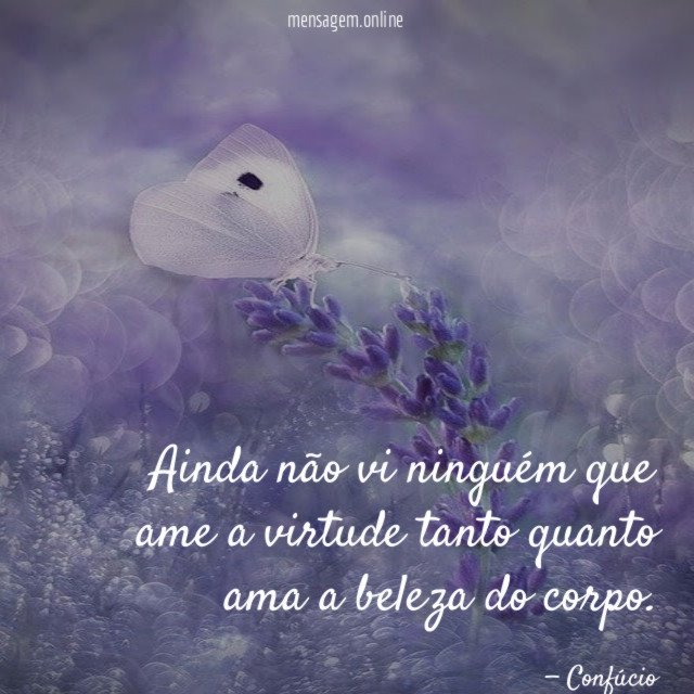 Ainda não vi ninguém que ame a virtude