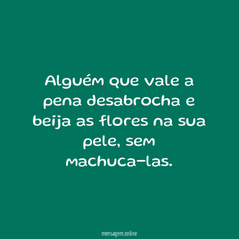 Alguém que vale a pena desabrocha e beija