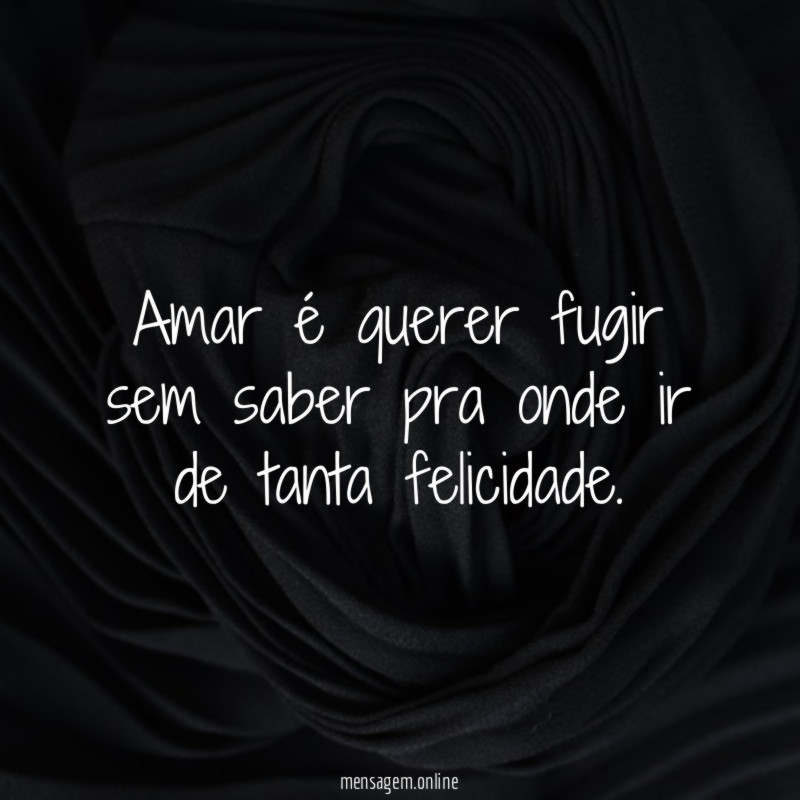 Amar é querer fugir sem saber pra onde ir de tanta felicidade