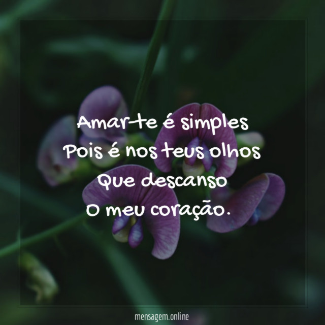 Amar-te é simples Pois é nos teus olhos Que descanso O meu coração