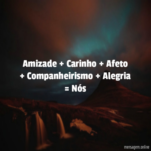 Amizade + Carinho + Afeto + Companheirismo + Alegria = Nós