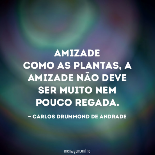 Amizade
Como as plantas, a amizade não deve
ser muito nem pouco regada.