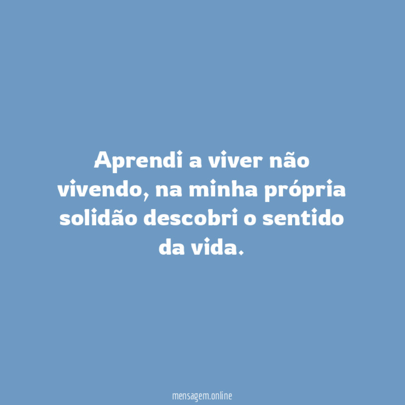 Aprendi a viver não vivendo