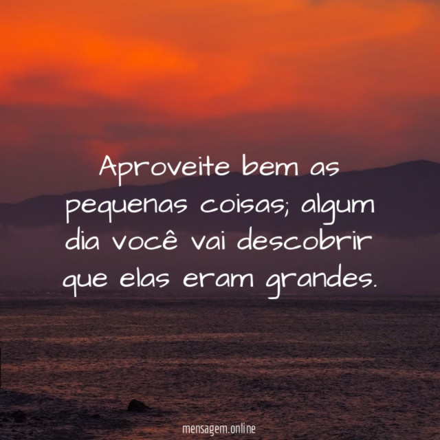 Aproveite bem as pequenas coisas