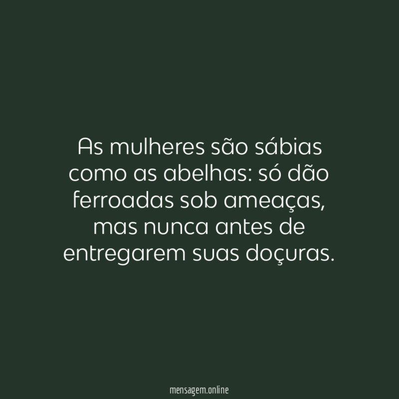 As mulheres são sábias como as abelhas