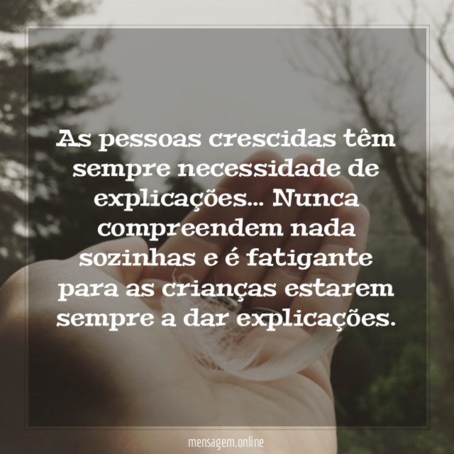As pessoas crescidas têm sempre necessidade de explicações