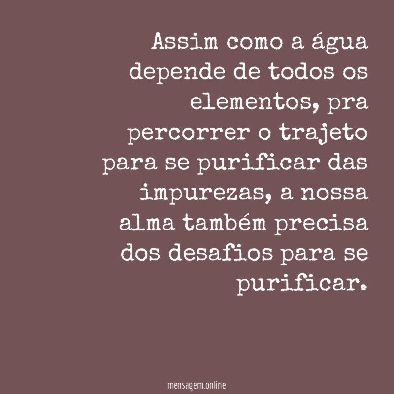 Assim como a água depende de todos os elementos