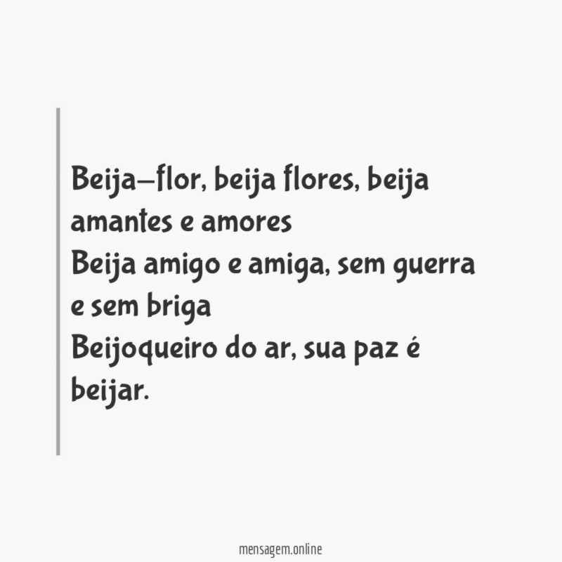 Beija-flor, beija flores, beija amantes e amores
