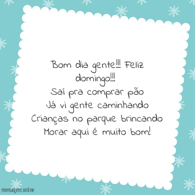 Bom dia gente!!! Feliz domingo!!!