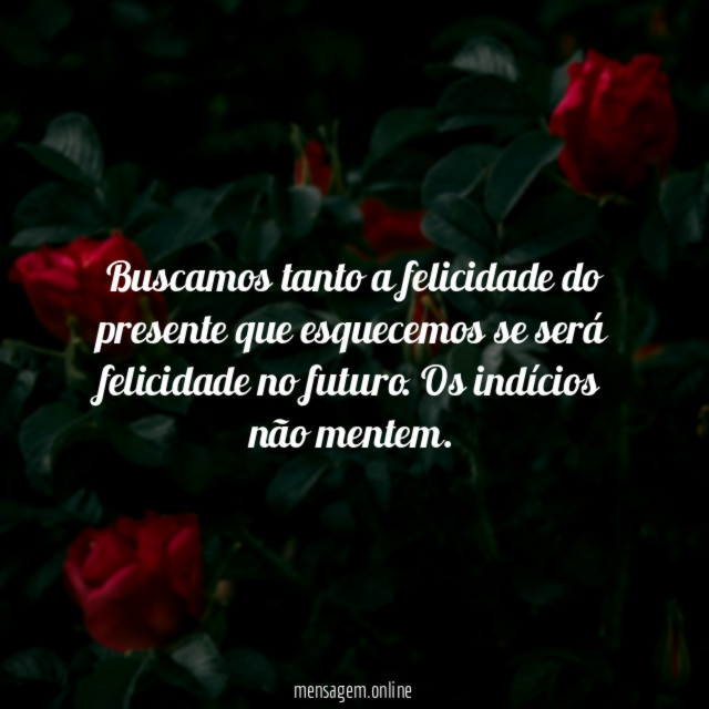 Buscamos tanto a felicidade do presente que esquecemos