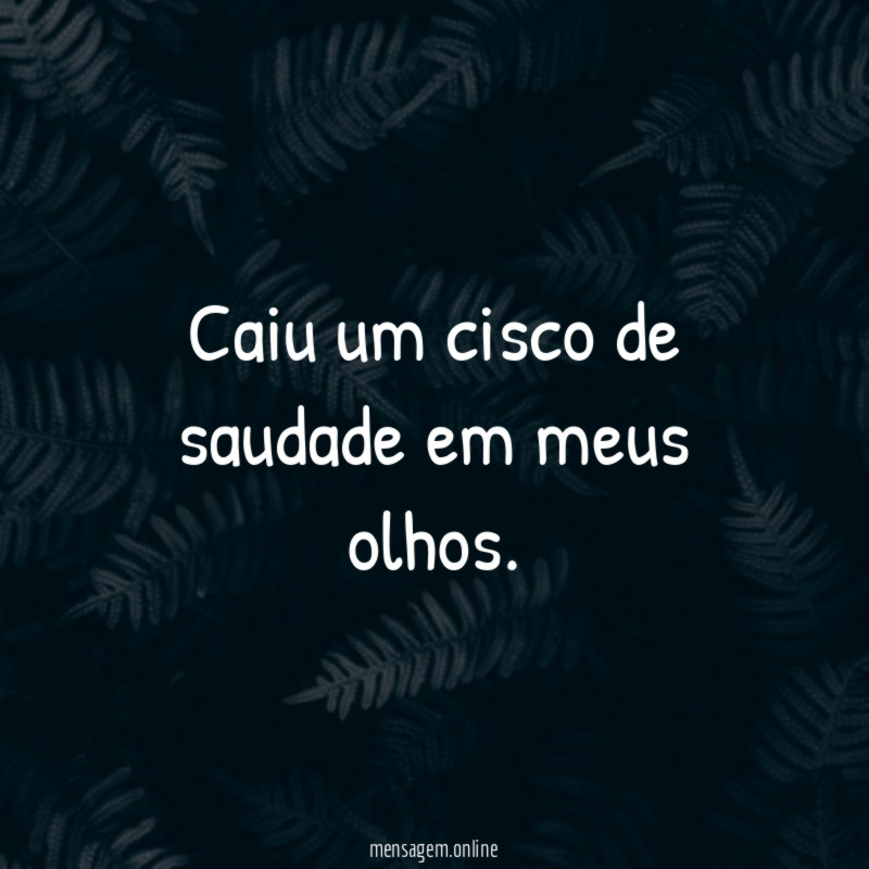 Caiu um cisco de saudade em meus olhos